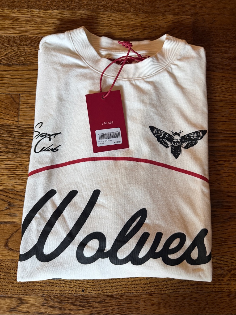 Wolves Graphic Crewneck Sweatshirt - White with Red and Black Accents